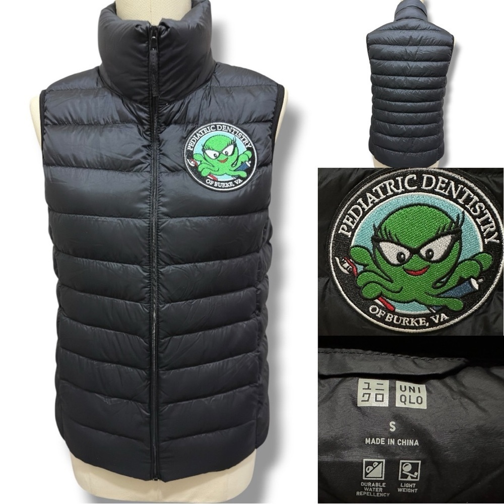 344 Uniqlo | NWOT Lightweight Down Puffer Vest – Green Octopus Patch (Size S)
